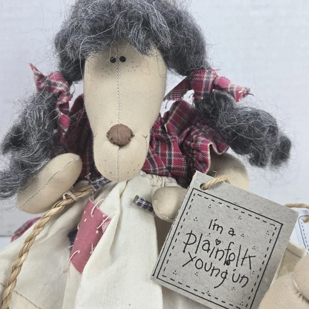 Plainfolk Kin Collection 1994 Handmade Wolf Young Un Doll Cottagecore Decor NOS